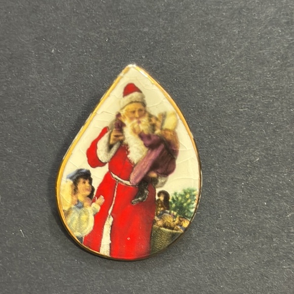 Vtg Santa Claus Earrings Enamel Ceramic Christmas Chunky Pierced 80s - Picture - Picture 7 of 10
